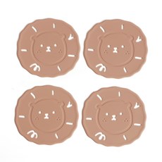 에이드엘 사자 실리콘 컵받침 4p, 브릭레드, 1세트