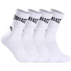 EVERLAST 男士運動氣墊腳跟彩色線條中筒襪組, 4個, 白黑色