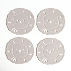 에이드엘 사자 실리콘 컵받침 4p, 베이지, 1세트