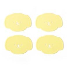 에이드엘 강아지 실리콘 컵받침 4p, 라이트옐로우