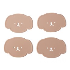 에이드엘 강아지 실리콘 컵받침 4p, 브릭레드