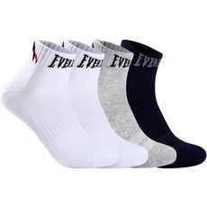 EVERLAST 男士運動氣墊正面標誌踝襪組, 4個, 混色
