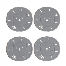 에이드엘 사자 실리콘 컵받침 4p, 라이트그레이, 1세트