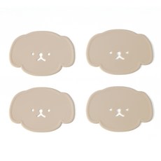 ade.l 小狗矽膠杯墊 4入, 奶茶色