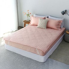 PACO HOME 素色棉質絎縫床墊, CORAL PINK