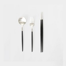 MENARE Plus 銀色單人餐具組, 1個, 黑色, 湯匙 + 筷子 + 叉子