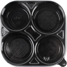 The Pack Company 圓形 4 格黑色配菜容器, 1套, 100個