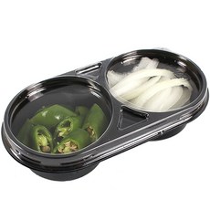 圓形2格黑色小菜容器, 1套, 200個