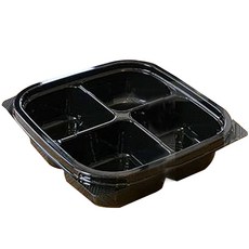 The Pack Company 4格方形配菜容器 TY150-4 黑色, 100個, 1個