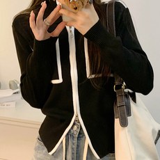 MEICHEL 線條口袋拉鍊針織開襟衫 01975