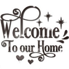 나음다름 Welcome to our home 포인트 벽지 스티커, 블랙