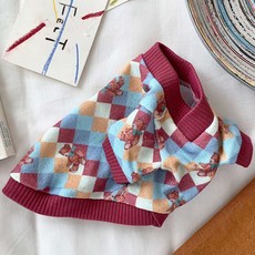 Jubico 狗狗鑽石V領熊熊T恤, 酒紅色, 1個