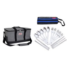 Ewigstern 露營保冷袋 30L + 餐具5件組 + 叉子5入組, 混合色(保冷袋)