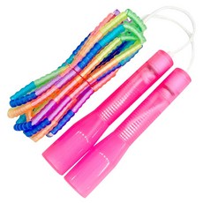 JFROPE Twinkle 兒童彩虹軟質串珠跳繩, 粉紅色, 1個