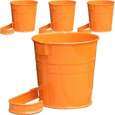 리빙앤도 양동이 스타일 꽃화분, 오렌지, 4개