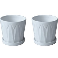 리빙앤도 세라믹 화이트 꽃화분, G, 2개