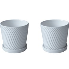 리빙앤도 세라믹 화이트 꽃화분, E, 2개