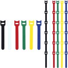 소소마켓 벨크로 케이블 타이 전선 정리 고정 홀더 6종, 블랙, 화이트, 블루, 그린, 옐로우, 레드, 7세트