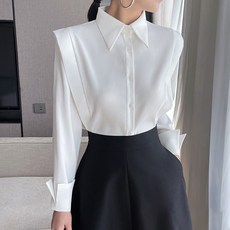 ViVEMO 女款翻領時髦袖開衩長袖襯衫 02672