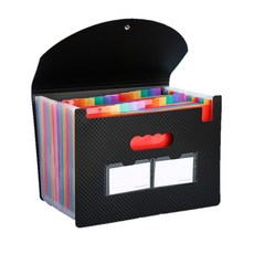 MURA 25格風琴式便攜附蓋文件夾, 1個, 黑色