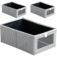 無紡布收納盒格子大L, 3個, 混色