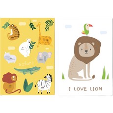 Rookie Market 兒童防水學習海報 2 件套, Safari,萊恩·福斯特