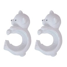 Haroa 熊寶寶小茶燭樹脂燭台 側面 9 x 5 cm 105g 2入, 白色