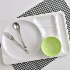 LOHJA 韓國製 團體膳食 美耐皿 圓形 西式 餐盤 720 10入組, 奶油色, 10個