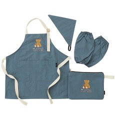 semoms 兒童用小泰迪防水圍裙 + 頭巾 + 袖套 + 收納袋套組 005