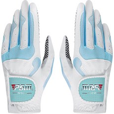 Rion 女性用萊卡高爾夫手套組 雙手穿戴 HY604, 藍白色