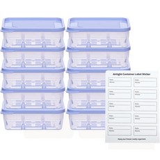 Plara 冷凍密閉容器冷凍米飯 10p + 標籤貼紙套組, 1套, 紫色