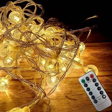 LED 앵두전구 캠핑 알전구 스트링라이트 줄조명 40구 6m USB + 리모컨 세트, 버블 화이트, 1개