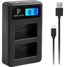 PURE CLEAR 相機及攝影機電池 LCD 雙USB相容充電器, 適用於Fuji NP-W235, 1個