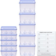 Plala冷凍密閉容器1號細長5p+深5p+標籤貼紙套組, 1套, 紫色