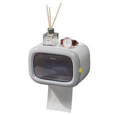 w에이블 무타공 접착식 두루마리 욕실 휴지걸이, 01 그레이, 1개