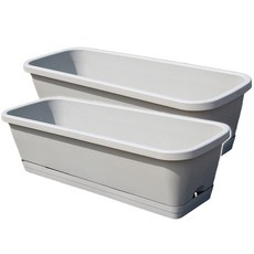 오늘의공감 고급 사각 플라스틱 슬릿 화분, 그레이, 2개