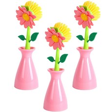 마켓피오 주방 청소 플라워 꽃병 브러쉬, 타입3, 3개