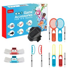 Nintendo Switch OLED Joy-Con iPLAY 多合一運動握把套組 腕帶 球拍 10件組, 1個, 單一商品