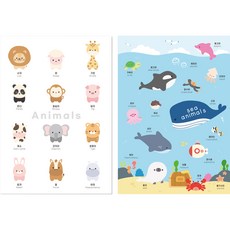 Rookie Market 兒童防水學習海報 2 件套, 混色