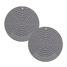 SiliconStory 鉑金矽膠圓形鍋墊, 灰色, 2個