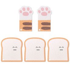 Rondublin 纖維素吐司造型菜瓜布 3入 + 貓爪菜瓜布 2入 組 11845, 1套