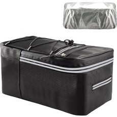 AwesomeDraw 自行車後座貨架包 12L + 雨罩, 黑色, 1個