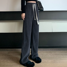 피어니스트 여성용 골지 와이드 밴딩 팬츠