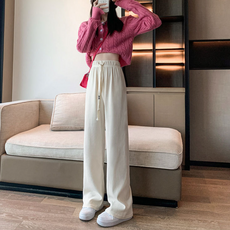 PEONIST 女款羅紋寬版鬆緊帶長褲