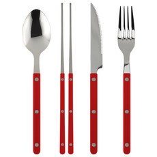 Maison Objet Parve 單人4件式餐具組, 紅色, 主餐匙 + 筷子 + 主餐叉 + 主餐刀, 1套