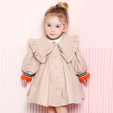 milk mile 童款荷葉滾邊大翻領寬鬆感風衣