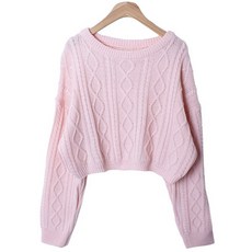 린다샵 여성용 인웨툰 케이블 컬러풀 크롭 니트 cpnt4351k31