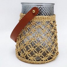 Charm Living室內藤編玻璃花瓶 H00176, 灰色