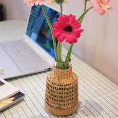 Cham Living室內藤編玻璃透明花瓶 H00150, 混合顏色