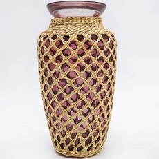 Charm Living室內藤編玻璃透明花瓶 H00173, 紫色的